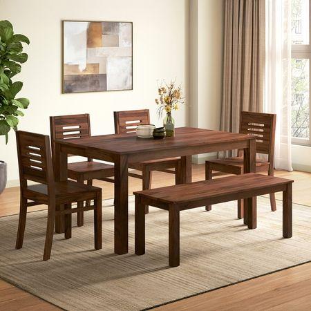 Arlo Solid Wood Dining Bench In Sienna Teak Finish