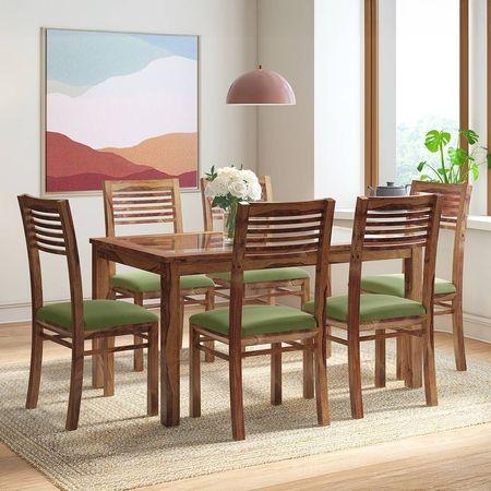 Floyd 6 Seater Dining Table Glass Top With Set Of 6 Zella Dining Chair