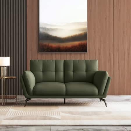 Vetra 2 Seater Leather Sofa In Olive Colour