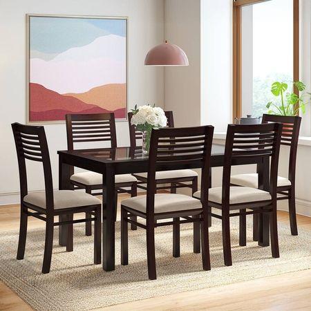 Floyd 6 Seater Dining Table Glass Top With Set Of 6 Zella Dining Chairs