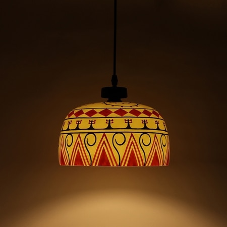 Intricate Glass Electric Hanging Light in White Colour