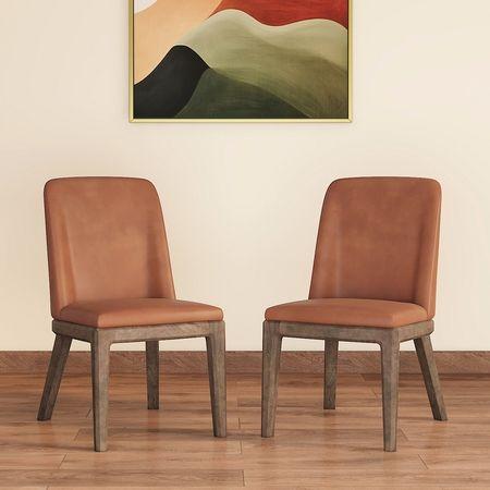 Anderson Dining Chair Danish Walnut Tan Leatherette