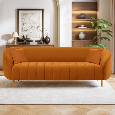 Nero Velvet 3 Seater Sofa in Orange Colour