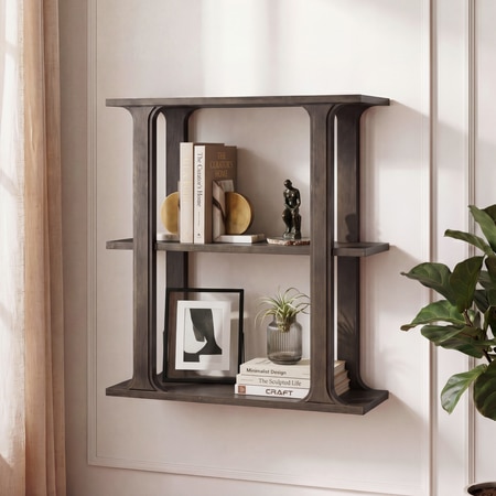 Kozo Large Solid wood Wall Shelf In Danish Walnut