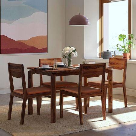 Catria 4 Seater Dining Table In Teak Finish