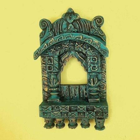 MultiColor Wooden Jharokha Wall Art panel with hand cone work of marble dust and hand carved patterns