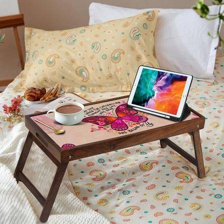 Butterfly Spread Solid Wood Bookshelf and Serving Tray In Multicolour