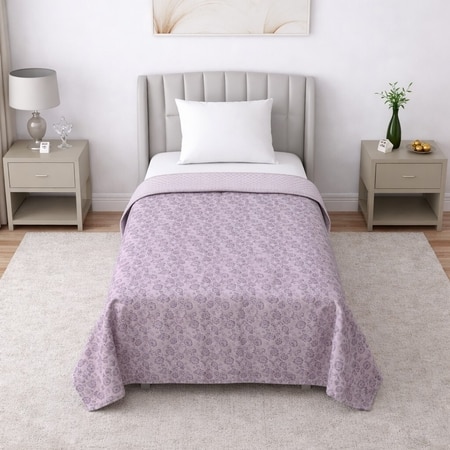 Reya Pink Floral Cotton Dohar Set Of 2 Reversible Single Bed 350 Tc Size 240 X 160 Cms