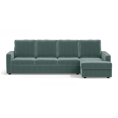 Apollo Compact Sofa (Colour : Dusty Turquoise Velvet, Cushion : Hard, Back Type : High Back, Seating Capacity : Right Aligned 3 Seater + Right Aligned Chaise)