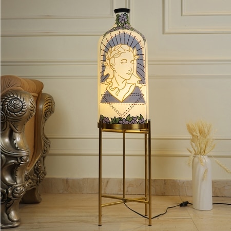 Aesthetic Elegance Premium Electric Floor Lamp with Metal Stand in White Colour