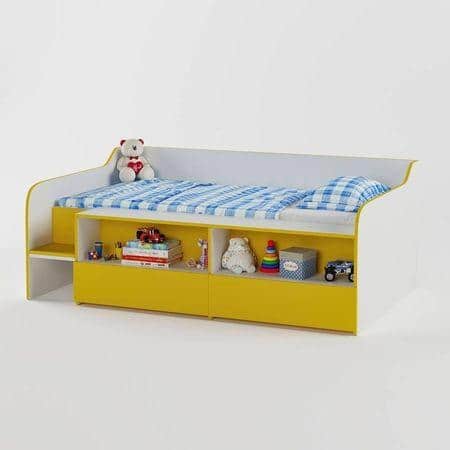 Bumblebee Engineered Wood Box Storage Bed in Yellow Colour