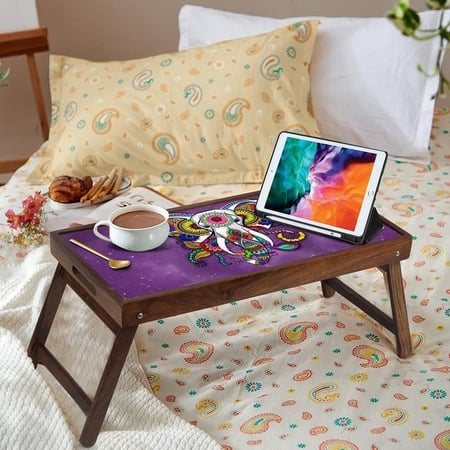 Breakfast Bonanza Solid Wood Breakfast Table/Tray In Multicolour
