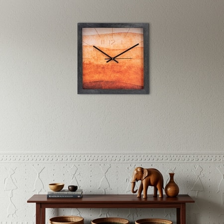 Sunset-Inspired Dial Square Wooden Wall Clock