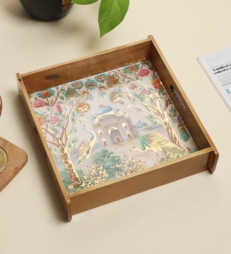 Taj Garden View Wooden Tray- Large