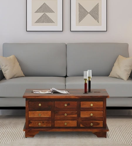 Zatec Sheesham Wood Coffee Table In Honey Oak Finish