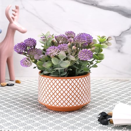 Purple Artificial Bonsai Plant With Ceramic Pot