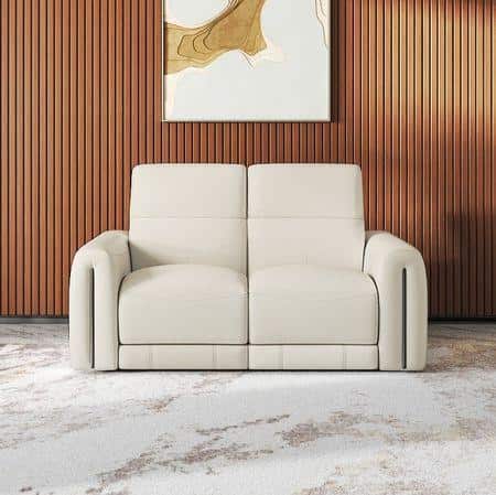 Linaro Leather 2 Seater Double Motor Recliner In Grey Colour