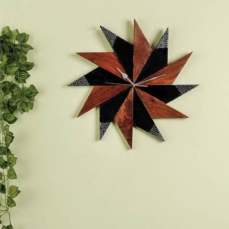 Liam Brown & Black Solid Wood Wall Clock