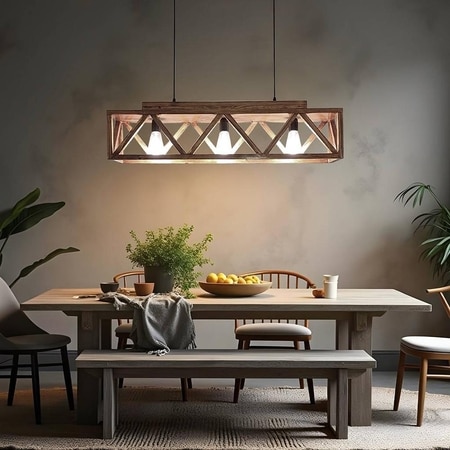 Symmetric Centrum Brown Solid Wood Cluster Hanging Light