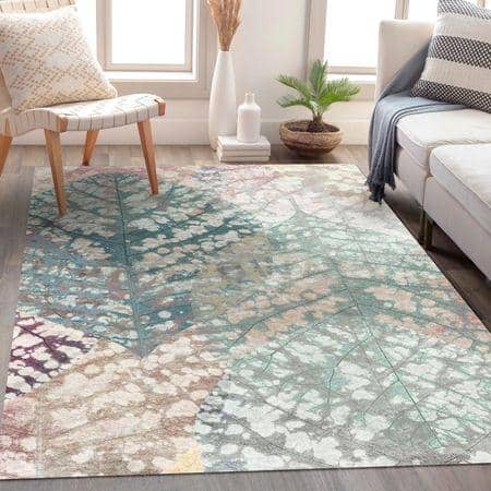 Leaf Design Cotton Rug 4x6 Feet