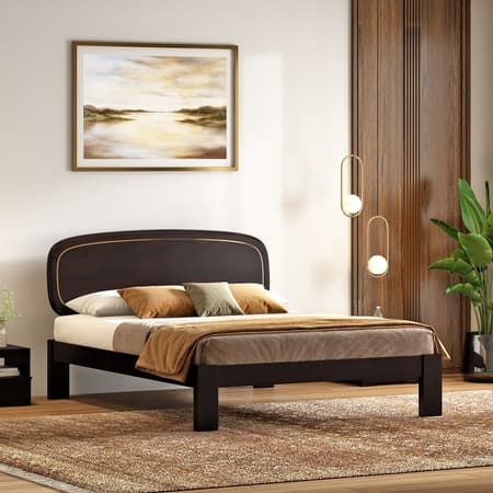 Nimbus Solid Wood King Size Bed Without Storage (Mahogany Finish)