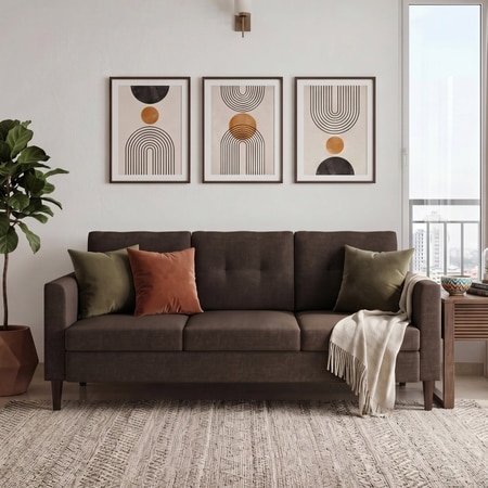 Winston 3 Seater Fabric Sofa in Fossial Brown Colour