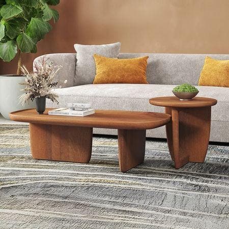 Kaya Solid Wood Coffee Table in Amber Walnut Finish