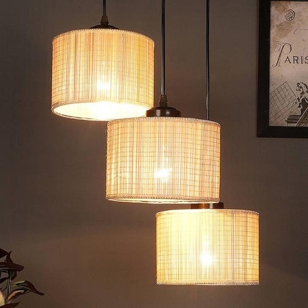 Solomon Beige Bamboo Cluster Hanging Light