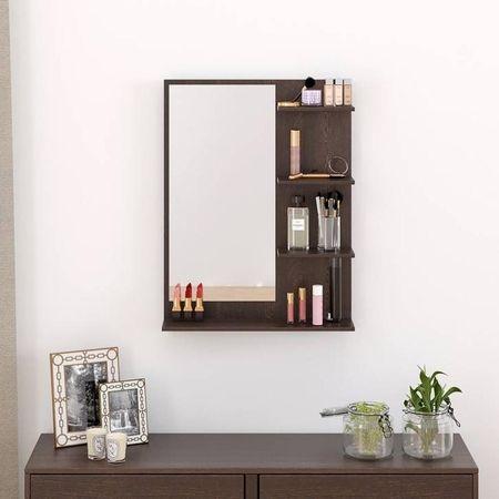 Rico Mini Engineered Wood Wall Mount Dressing Table Mirror with Shelves (Wenge)