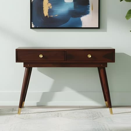 Vintara Sheesham Wood Contemporary Console Table in Dark Walnut finish
