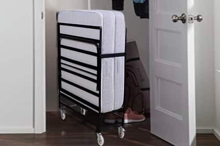 Springtek Rollaway Metal Folding Bed With Mattress 6in Single Size With Lockable Wheels