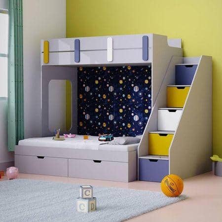 Pattern Dreams Bunk Bed with Storage in Grey Colour BKBB015