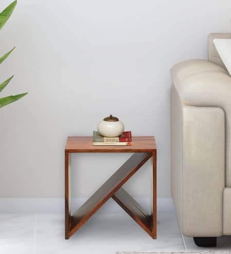 Z-Solid Solid Wood Side Table in Natural Finish