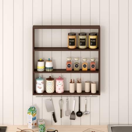 BLUEWUD Jasden Engineered Wood Multipurpose Kitchen Storage Rack Shelf (Wenge)
