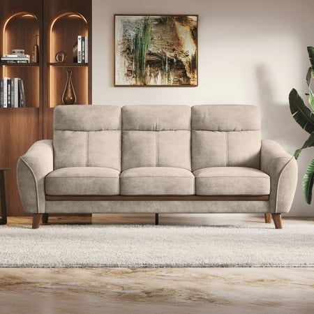Ronan 3 Seater Fabric Sofa In Beige Colour