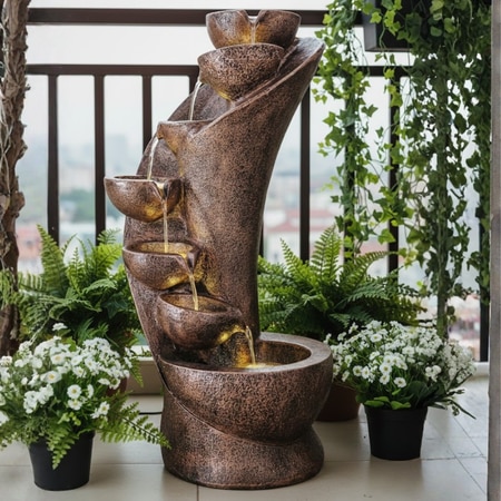Copper 7 Stacked Chalice Water Fountain
