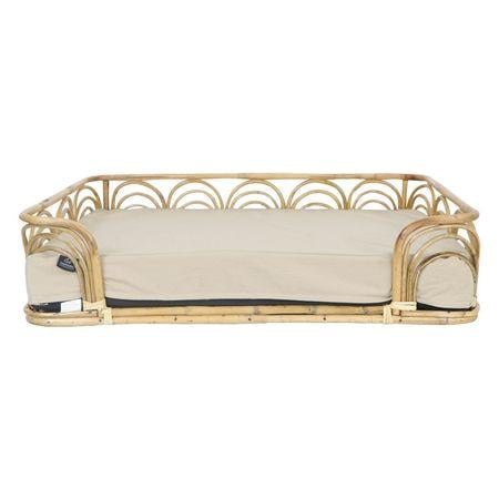 Cane Bed Cotton Pets Bed in Wooden Colour
