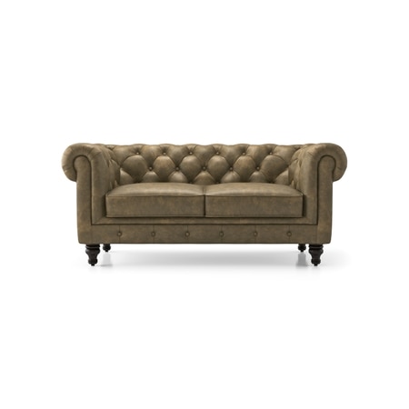 Winchester 2 Seater Luxury Italian Leather Sofa In Antique Moss