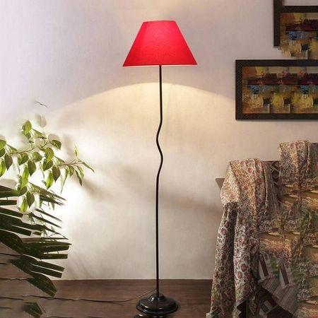 Rain Red Cotton shade with Iron floor lamp
