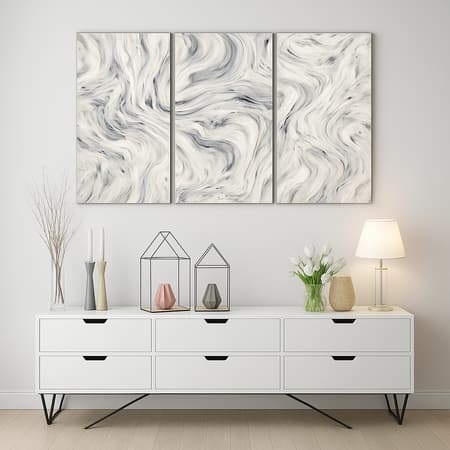Truss White Black Pieces Ripples Abstract Canvas Wall Canvas Wall Prints Set of 3 Multicolor Matte