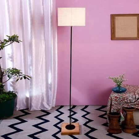 Earvin White Cotton Shade Floor Lamp