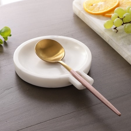 NikkisPride Handcrafted White Marble Spoon Holder