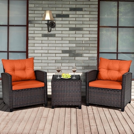 Carry Bird Wicker Patio Furniture Outdoor Balcony Chairs In Orange Colour