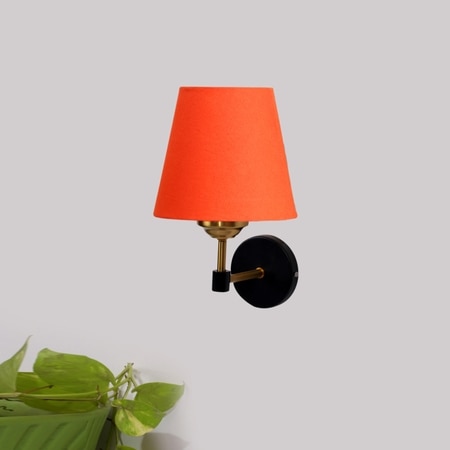 Devansh Metal Electric Wall Light in Black Colour with Orange Shade Count of 1 Light