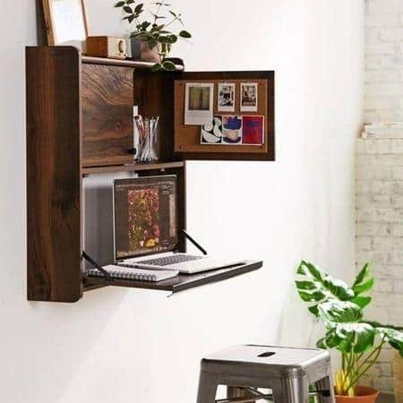 WOODENMOOD Rectangular Wall Cabinet Cum Study