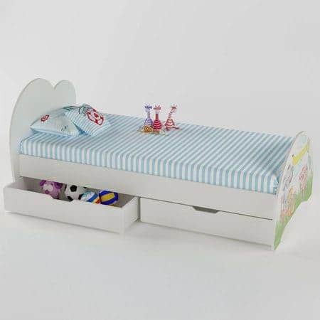 Cloud Tails Engineered Wood Drawer Storage Bed in Pink Colour