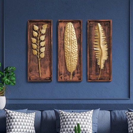 MDF Abstract Metal Wall Decor in Multicolor Set of 3