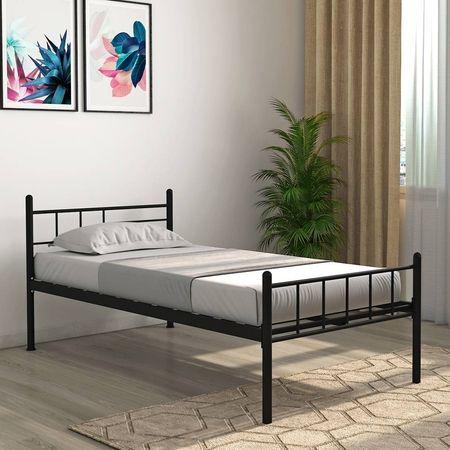 Weaver Metal Single Size Bed In Black Finish