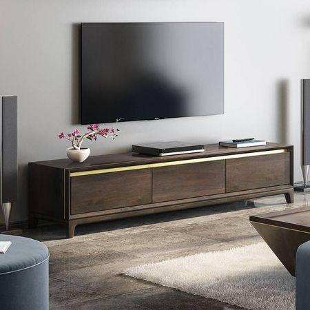 Taarkashi Solid Wood Free Standing TV Unit in American Walnut Finish