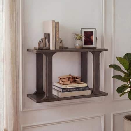 Kozo Small Solid Wood Wall Shelf In Danish Walnut